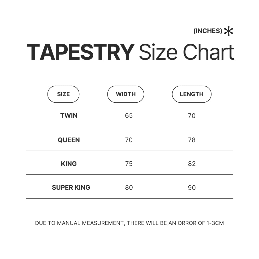 Tapestry Size Chart - Red Dead Redemption 2 Merch