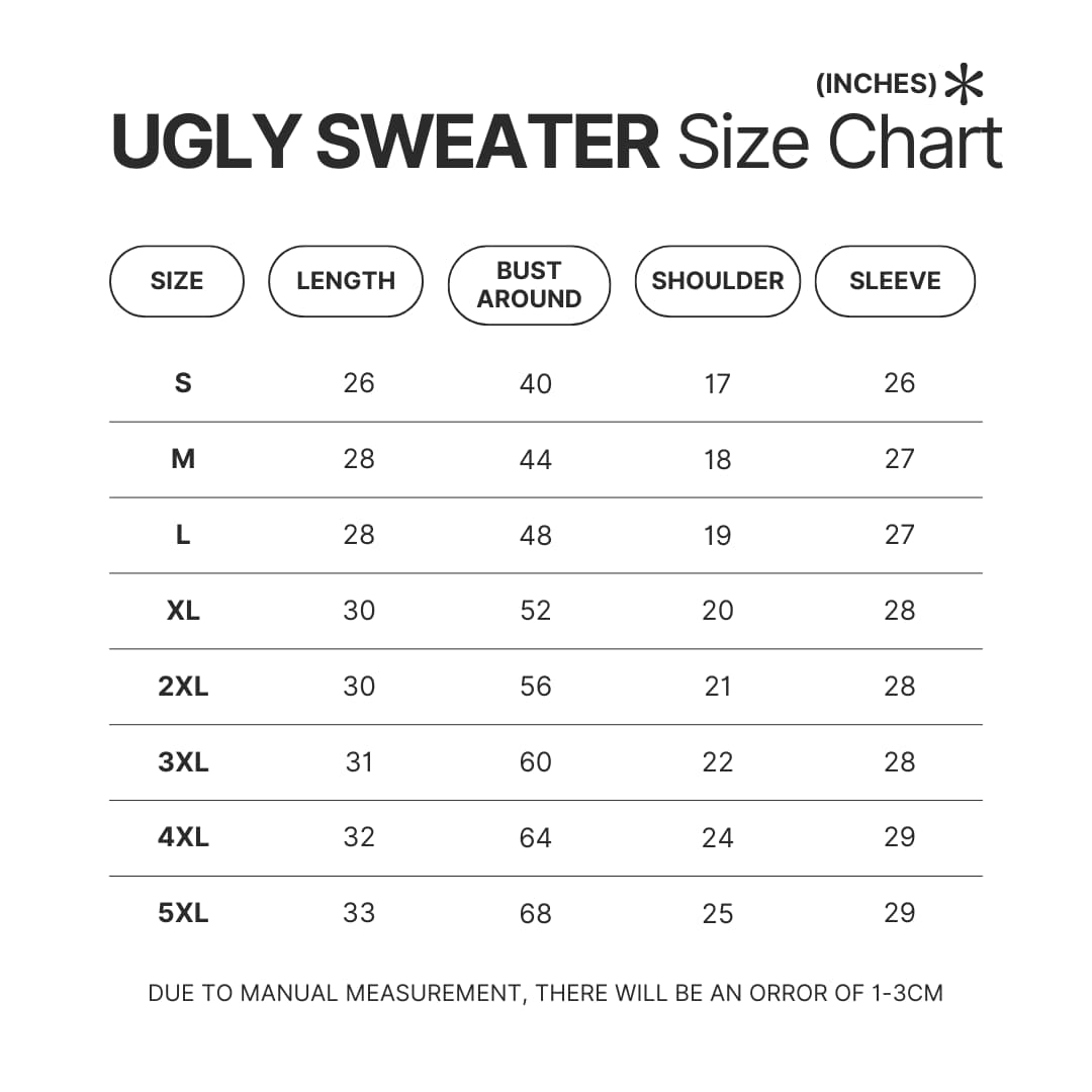 Ugly Sweater Size Chart - Red Dead Redemption 2 Merch