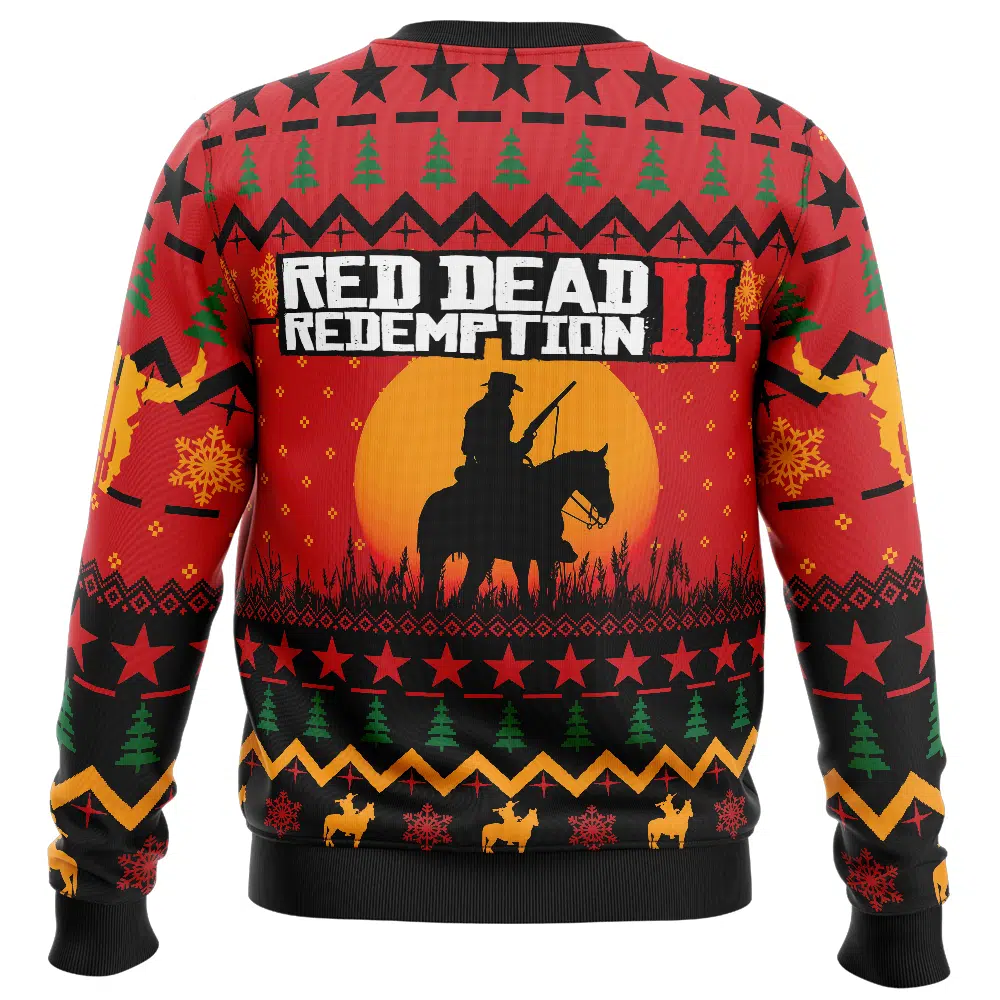 Arthur Morgan Red Dead Redemption Ugly Christmas Sweater BACK mockup - Red Dead Redemption 2 Merch